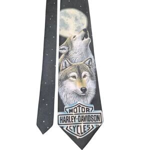 Harley Davidson Wolf Tie Runnig With The Pack‎ Ralph Marlin And Co 1998 Vtg 90's